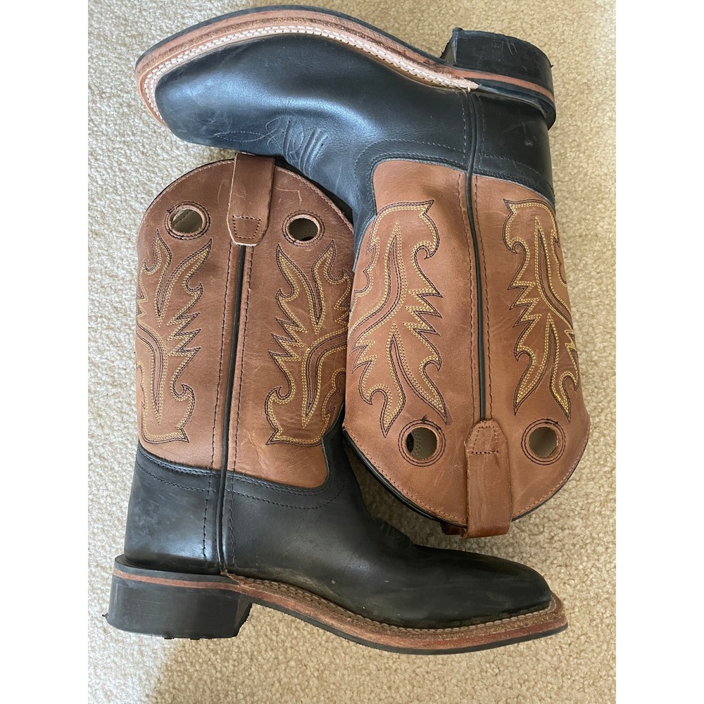 Cody James Black Brown Leather Western Cowboy Boots Size 3.0 D Kids, Women's 5